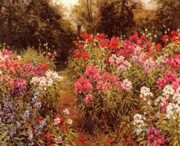 印象派の花 Painting - 花畑の風景 ルイ・アストン・ナイト
